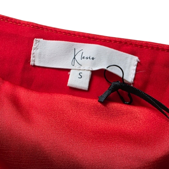 NWT Klesis Satin Red Mini Dress, Size Small - Picture 5 of 8